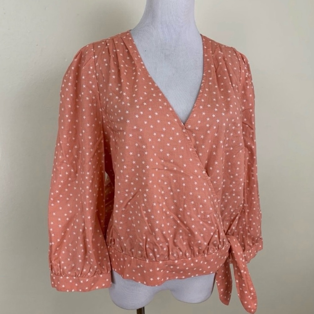Madewell Women's Star Print Wrap Top - Peach Size S